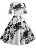 Floral Print Vintage Party Dresses