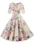 Floral Print Vintage Party Dresses