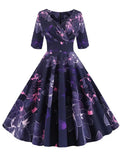 Floral Print Vintage Party Dresses
